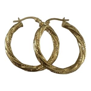10K Solid Gold Twisted Hoops